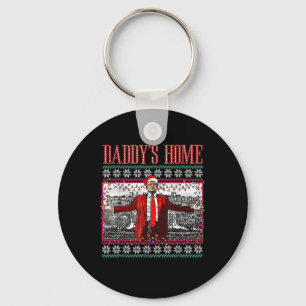 Funny Daddys Home Trump Ugly Christmas Sweater Key Ring