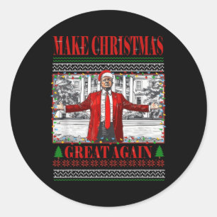 Funny Daddy's Home Trump Ugly Christmas Sweater Xm Classic Round Sticker