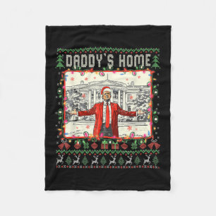 Funny Daddys Home Trump Ugly Christmas Sweater Xma Fleece Blanket