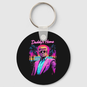 Funny Daddys Home White House Trump Pink 2024 Retr Key Ring