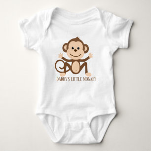 funny Daddy's little monkey add text Baby Bodysuit