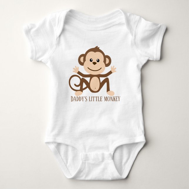 funny Daddy's little monkey add text Baby Bodysuit (Front)