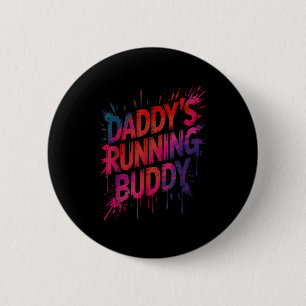 Funny daddy's running buddy dad half marathon 6 cm round badge