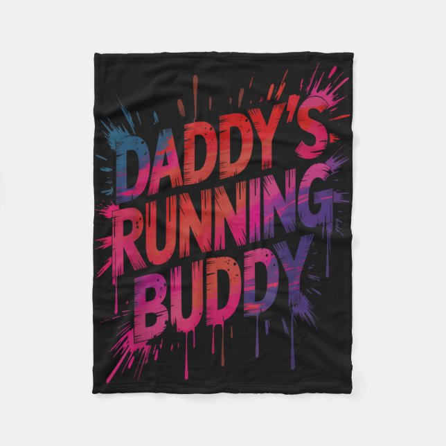 Funny daddy's running buddy dad half marathon fleece blanket (Front)