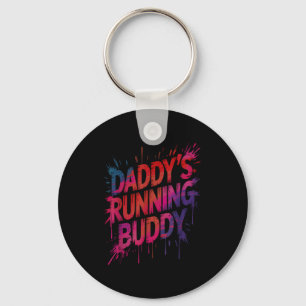 Funny daddy's running buddy dad half marathon key ring