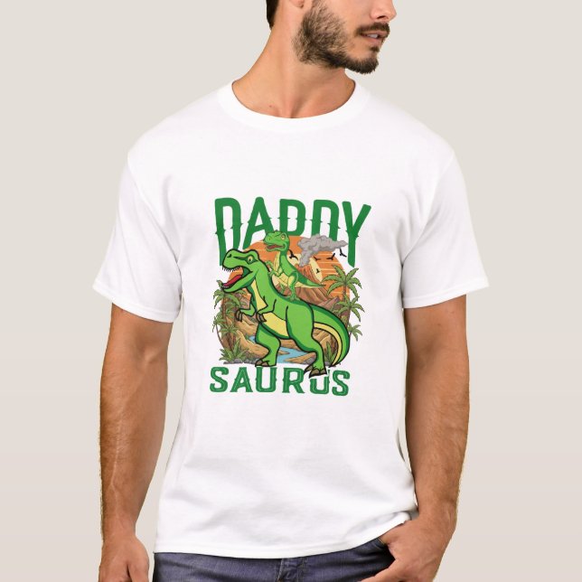 Funny Daddysaurus T-Rex Dinosaur | Dad & Kid Gift T-Shirt (Front)
