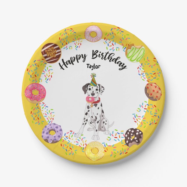 Funny Dalmatian Birthday Party Paper Plate (Front)