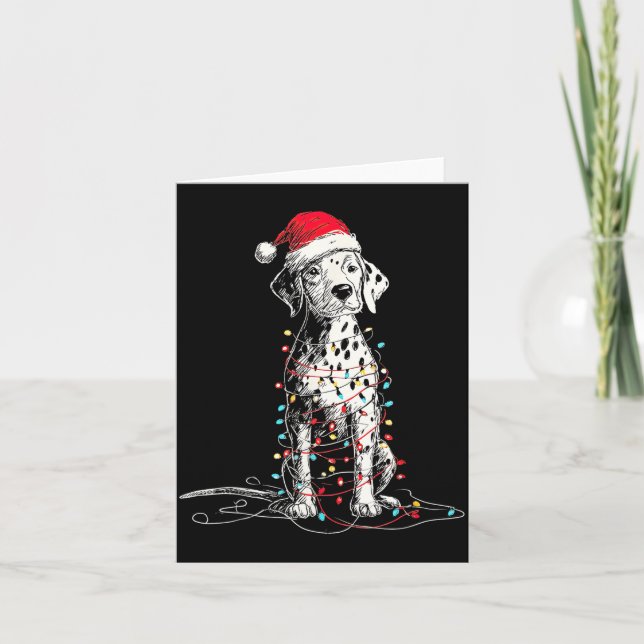 Funny Dalmatian Christmas Graphics Dog Lights Love Card (Front)