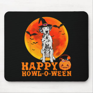 Funny Dalmatian Dog Halloween Happy Howl-O-Ween Mouse Pad