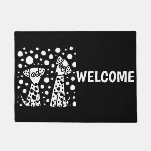 Funny Dalmatian Dogs and Spots Abstract Doormat