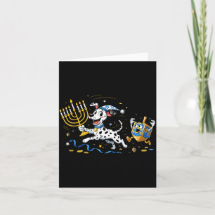 Funny Dalmatian Dreidel Menorah Hanukkah Kids Wome Card