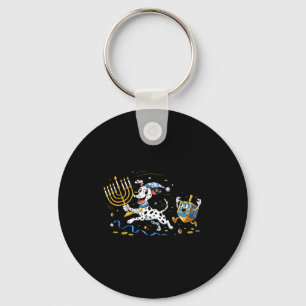 Funny Dalmatian Dreidel Menorah Hanukkah Kids Wome Key Ring