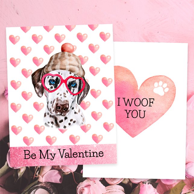 Funny Dalmatian I Woof You Dog Valentine's Day Holiday Card (Creator Uploaded)