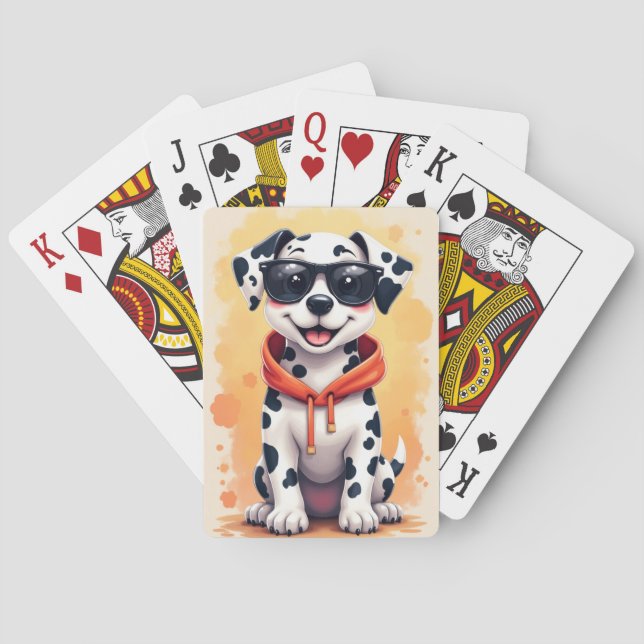 Funny Dalmatian Kawaii Dog Playing Cards (Back)
