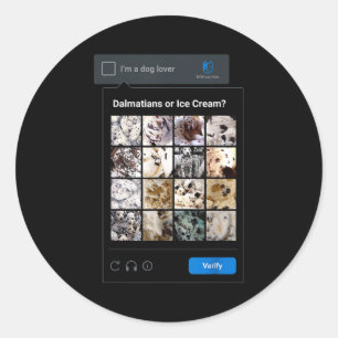 Funny Dalmatian Or Ice Cream Meme Dog Mom Dog Dad  Classic Round Sticker