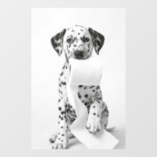 Funny Dalmatian Puppy Holding Toilet Paper Minimal