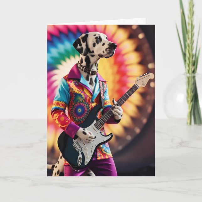 Funny Dalmatian Rock Star Card (Front)