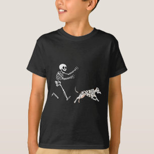 Funny Dalmatian Running Skeleton Halloween T-Shirt