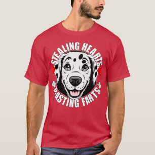Funny Dalmatian Stealing Hearts Blasting Farts Dog T-Shirt