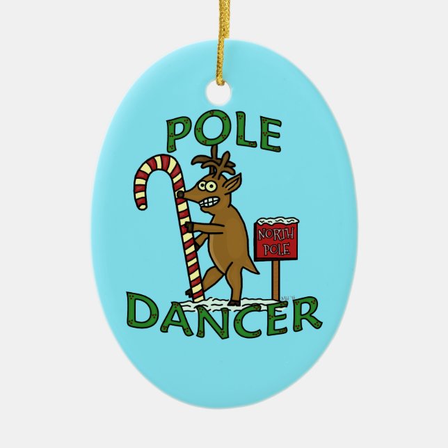 Funny Dancer Christmas Reindeer Pun Ceramic Tree Decoration (Front)