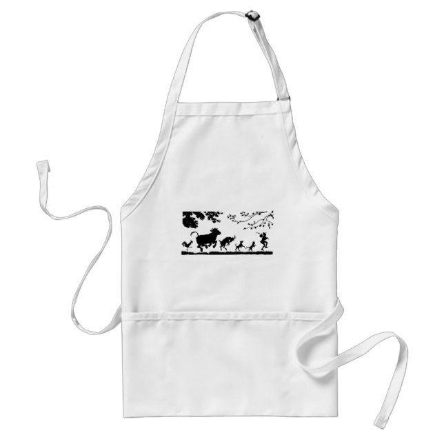 Funny Dancing Animals Cow Chicken Goat Silhouette Standard Apron (Front)