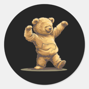 Funny Dancing Bear Costume For Boys And Girls Classic Round Sticker