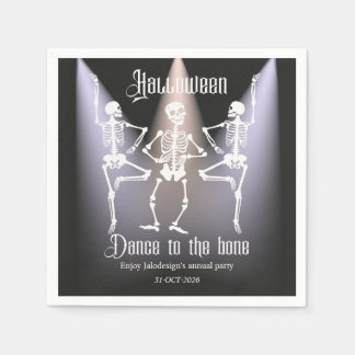 Funny Dancing Black Skeleton Halloween Party Napkin