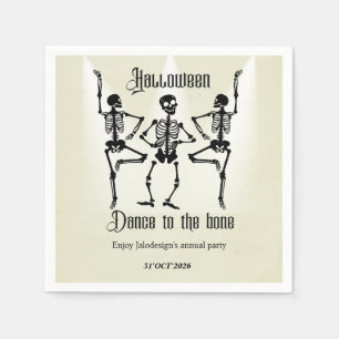 Funny Dancing Black Skeleton Halloween Party Napkin