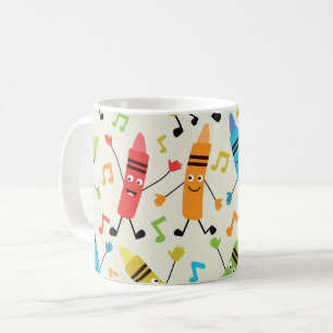Funny Dancing Crayons With Music Notes Teacher Coffee Mug