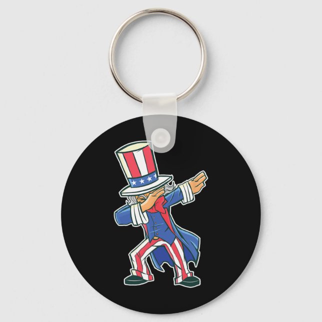 Funny Dancing Dabbing Uncle Sam 4th Of July Boys G Key Ring (Front)