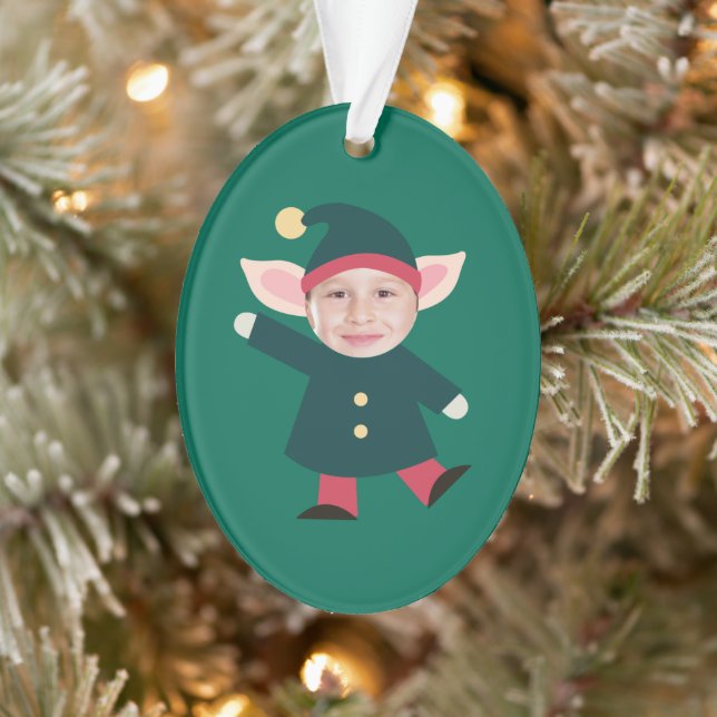 Funny Dancing Elf Photo Holiday Ornament (Tree)