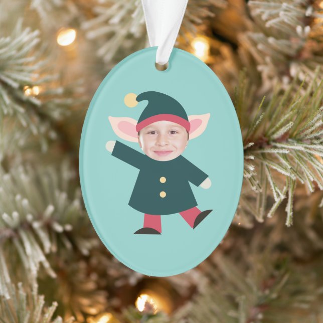 Funny Dancing Elf Photo Holiday Ornament (Tree)