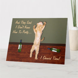 Funny Dancing Orange Party Cat Card