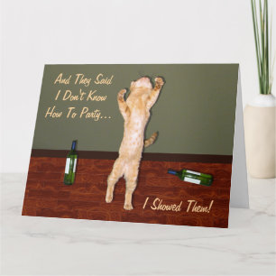 Funny Dancing Orange Party Cat Card