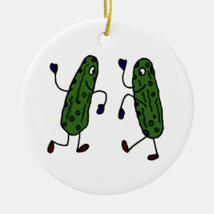 Funny Dancing Pickles Art Ceramic Tree Decoration