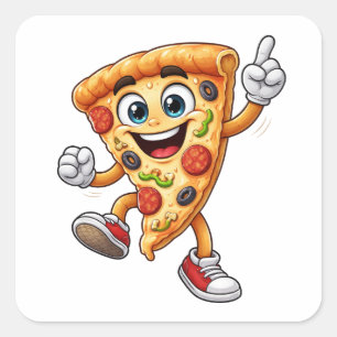 Funny Dancing Pizza Slice Cartoon Sticker