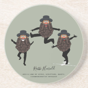 FUNNY Dancing RABBI Personalised with Text Coaster