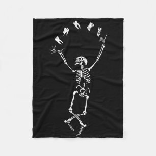 Funny Dancing Skeleton Dental Hygienist Tooth Dent Fleece Blanket