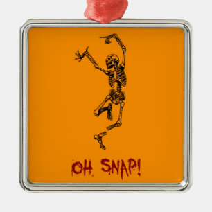Funny Dancing Skeleton Oh Snap Metal Tree Decoration