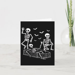 Funny Dancing Skeletons Cartoon Halloween Anti T.r Card