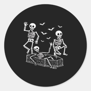 Funny Dancing Skeletons Cartoon Halloween Anti T.r Classic Round Sticker
