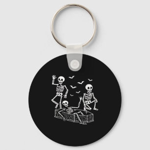 Funny Dancing Skeletons Cartoon Halloween Anti T.r Key Ring