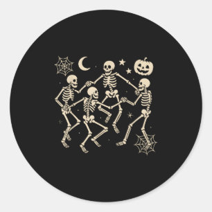 Funny Dancing Skeletons Dance Halloween Costume Ad Classic Round Sticker