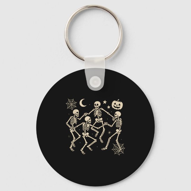Funny Dancing Skeletons Dance Halloween Costume Ad Key Ring (Front)