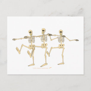 Funny Dancing Skeletons Halloween Cartoon Postcard