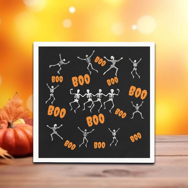 Funny Dancing Skeletons Halloween Napkin (Creator Uploaded)