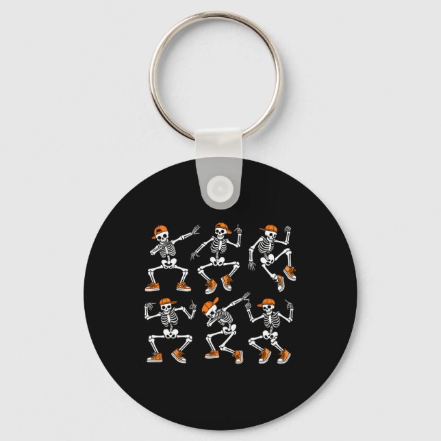 Funny Dancing Skeletons Halloween Skeleton Dance H Key Ring (Front)