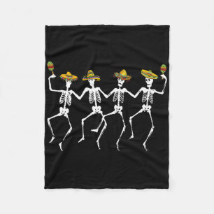 Funny Dancing Skeletons Sombreros Maracas - Cinco Fleece Blanket