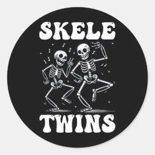 Funny Dancing Skeletons Twins Halloween Christmas  Classic Round Sticker