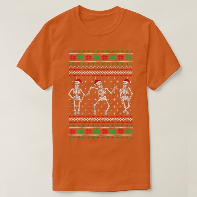 Funny Dancing Skeletons Ugly Christmas Sweater  (Design Front)